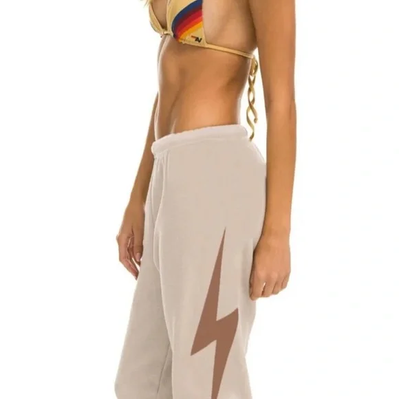 Whole Set! Aviator Nation Beige Lightning Bolt Sweat - Picture 2 of 7